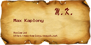 Max Kaplony névjegykártya
